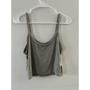 Forever 21 Top Women's Large Gray Tank Cropped Ribbed NWT Neutral
